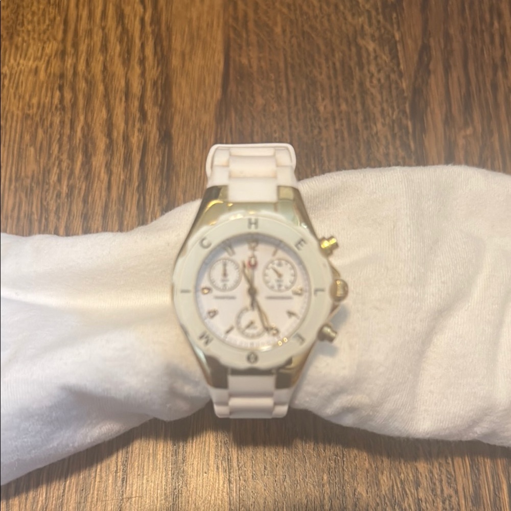 Michele Jelly White and Gold Watch